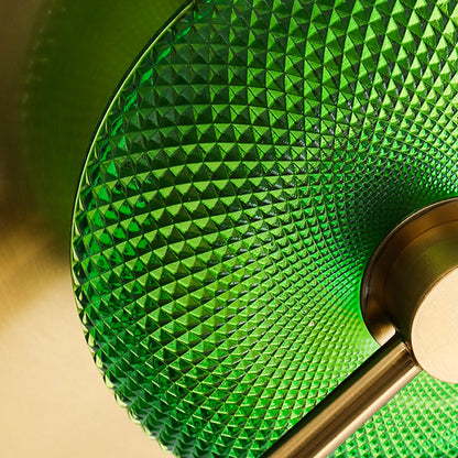 Vivolux | Bell Metal Wandverlichting Vintage 1/2/3-Licht Wandlamp Fixture in Goud met Groene Prismatische Glazen Shade