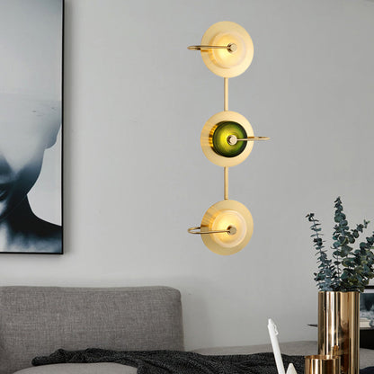 Vivolux | Bell Metal Wandverlichting Vintage 1/2/3-Licht Wandlamp Fixture in Goud met Groene Prismatische Glazen Shade