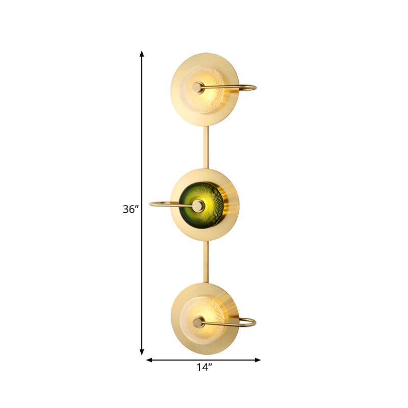 Vivolux | Bell Metal Wandverlichting Vintage 1/2/3-Licht Wandlamp Fixture in Goud met Groene Prismatische Glazen Shade