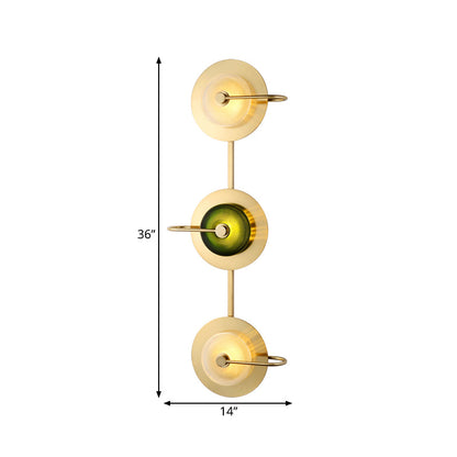 Vivolux | Bell Metal Wandverlichting Vintage 1/2/3-Licht Wandlamp Fixture in Goud met Groene Prismatische Glazen Shade