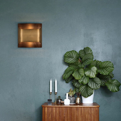 Vivolux | Koloniale Vierkante/Rechthoekige Wandlamp 1 Hoofd Metaal Opbouw Wandlamp in Messing voor Slaapkamer
