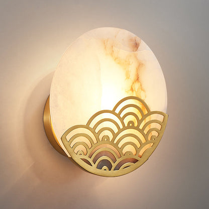 Vivolux | Runde Schlafzimmer Wandlampe Kolonialismus Marmor Einzelne Licht Gold Wandbeleuchtung Wandleuchte, 8"/10" Breit
