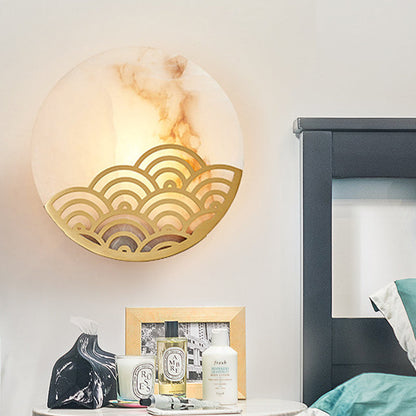 Vivolux | Runde Schlafzimmer Wandlampe Kolonialismus Marmor Einzelne Licht Gold Wandbeleuchtung Wandleuchte, 8"/10" Breit