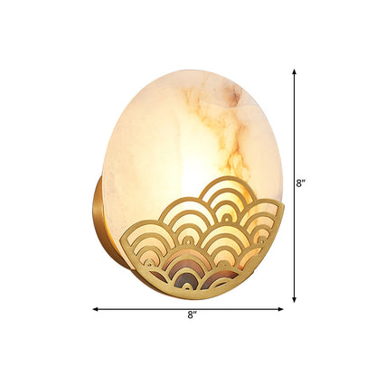 Vivolux | Runde Schlafzimmer Wandlampe Kolonialismus Marmor Einzelne Licht Gold Wandbeleuchtung Wandleuchte, 8"/10" Breit