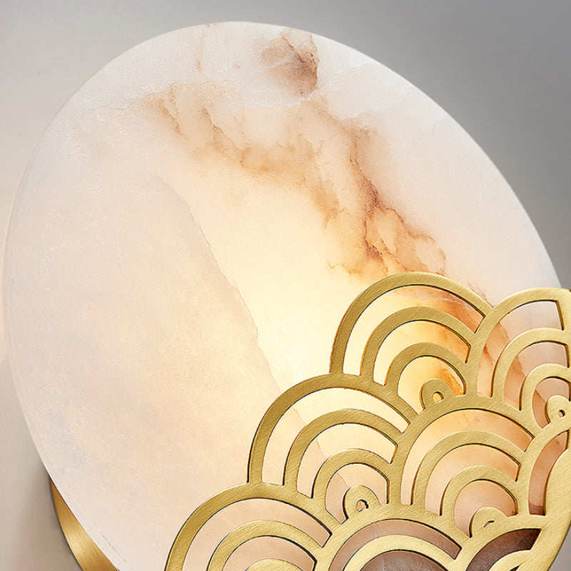 Vivolux | Runde Schlafzimmer Wandlampe Kolonialismus Marmor Einzelne Licht Gold Wandbeleuchtung Wandleuchte, 8"/10" Breit