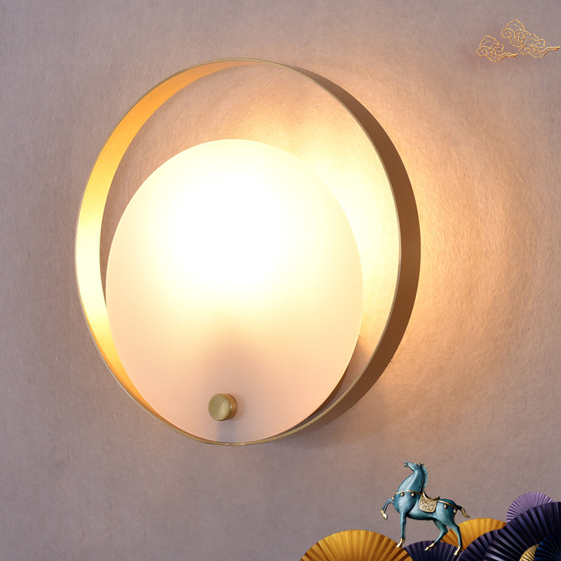 Vivolux | 1-Licht Ronde Flush Wandlamp Koloniaal Wit Acryl Wandverlichting voor Woonkamer