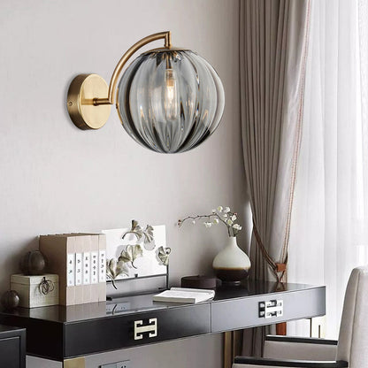 Vivolux | Globe Rauchgrau/Amber/Blau Wasser Glas Wandleuchte Kolonialismus 1 Glühbirne Wohnzimmer Wandlicht Fixture