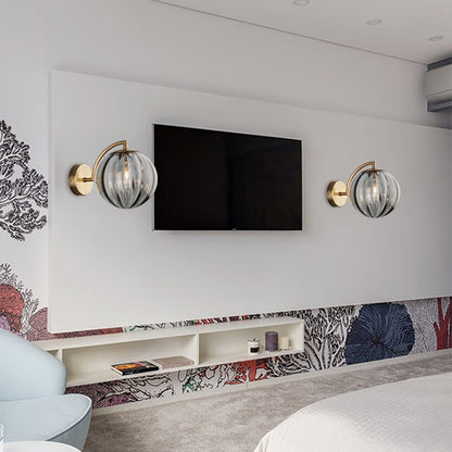 Vivolux | Globe Rauchgrau/Amber/Blau Wasser Glas Wandleuchte Kolonialismus 1 Glühbirne Wohnzimmer Wandlicht Fixture