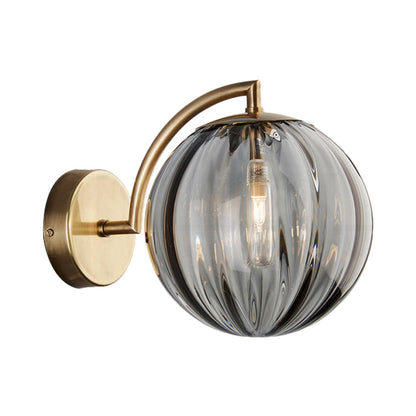 Vivolux | Globe Rauchgrau/Amber/Blau Wasser Glas Wandleuchte Kolonialismus 1 Glühbirne Wohnzimmer Wandlicht Fixture