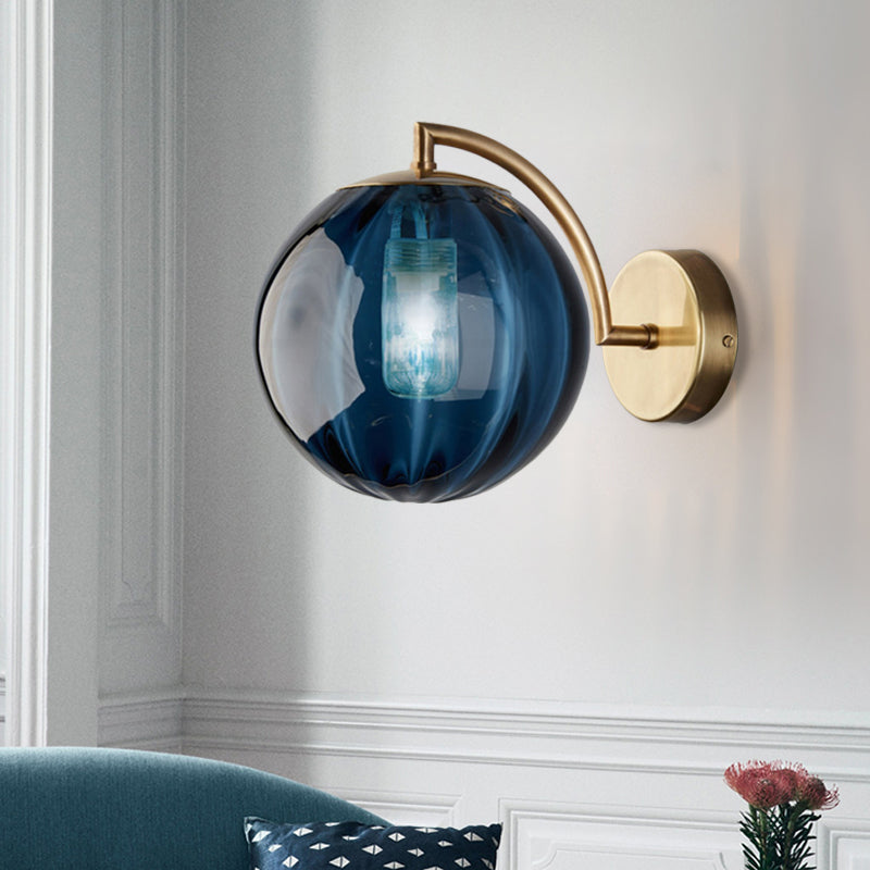 Vivolux | Globe Rauchgrau/Amber/Blau Wasser Glas Wandleuchte Kolonialismus 1 Glühbirne Wohnzimmer Wandlicht Fixture
