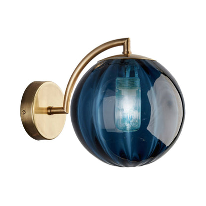 Vivolux | Globe Rauchgrau/Amber/Blau Wasser Glas Wandleuchte Kolonialismus 1 Glühbirne Wohnzimmer Wandlicht Fixture