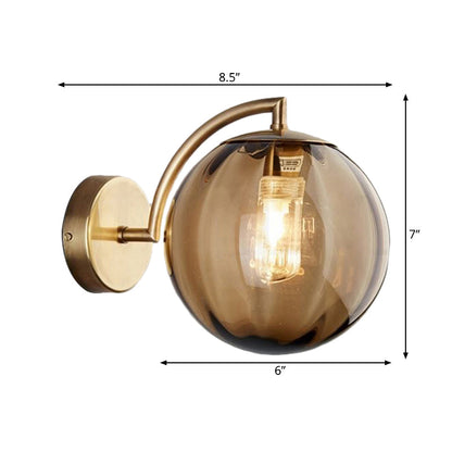 Vivolux | Globe Rauchgrau/Amber/Blau Wasser Glas Wandleuchte Kolonialismus 1 Glühbirne Wohnzimmer Wandlicht Fixture