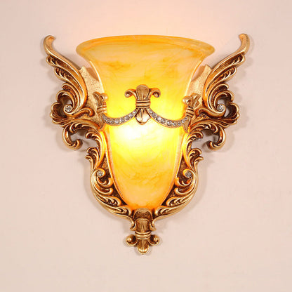 Vivolux | Bell Frosted Glass Wandlamp Koloniaal 1 Lampe Wohnzimmer Deckenlampe in Weiß/Gold/Weiß und Gold