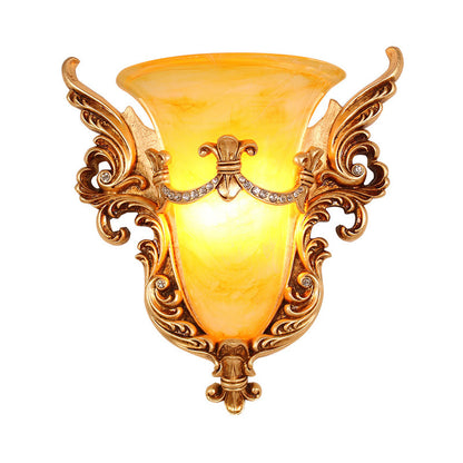 Vivolux | Bell Frosted Glass Wandlamp Koloniaal 1 Lampe Wohnzimmer Deckenlampe in Weiß/Gold/Weiß und Gold