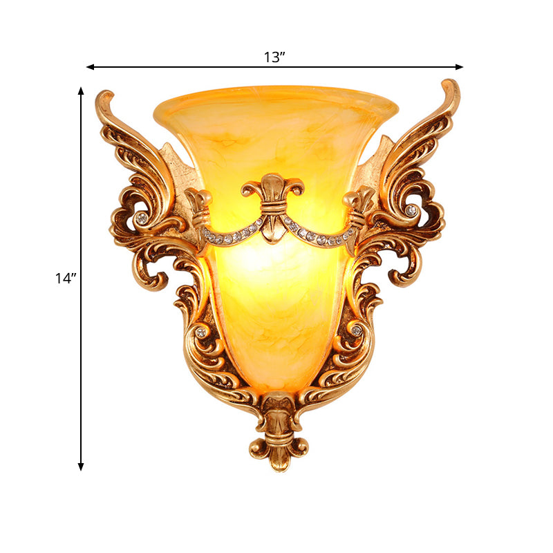 Vivolux | Bell Frosted Glass Wandlamp Koloniaal 1 Lampe Wohnzimmer Deckenlampe in Weiß/Gold/Weiß und Gold