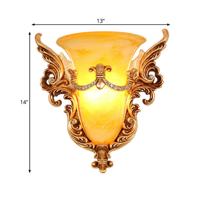 Vivolux | Bell Frosted Glass Wandlamp Koloniaal 1 Lampe Wohnzimmer Deckenlampe in Weiß/Gold/Weiß und Gold