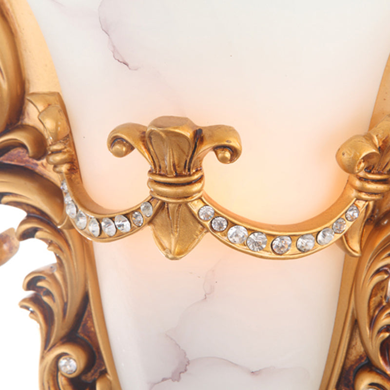 Vivolux | Bell Frosted Glass Wandlamp Koloniaal 1 Lampe Wohnzimmer Deckenlampe in Weiß/Gold/Weiß und Gold