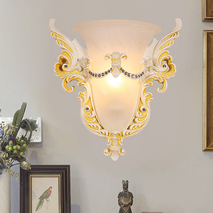 Vivolux | Bell Frosted Glass Wandlamp Koloniaal 1 Lampe Wohnzimmer Deckenlampe in Weiß/Gold/Weiß und Gold