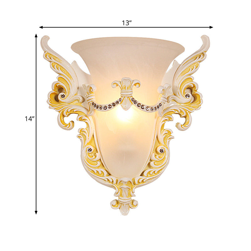 Vivolux | Bell Frosted Glass Wandlamp Koloniaal 1 Lampe Wohnzimmer Deckenlampe in Weiß/Gold/Weiß und Gold