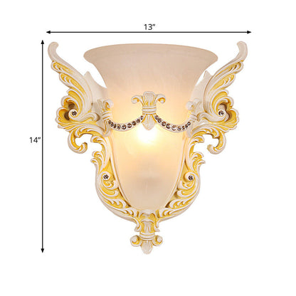 Vivolux | Bell Frosted Glass Wandlamp Koloniaal 1 Lampe Wohnzimmer Deckenlampe in Weiß/Gold/Weiß und Gold