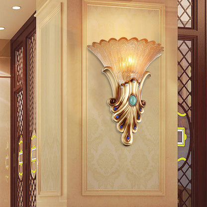 Vivolux | 10"/13" Breite Gold 1-Licht Deckenleuchte Kolonialismus Mattglas Ausgeflippte Wandleuchte für das Schlafzimmer