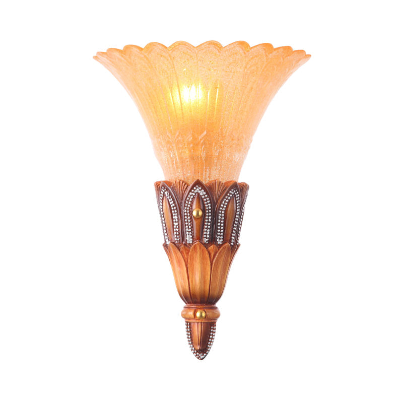 Vivolux | Textured Glass Flower Sconce Light Koloniale Einzelkopf Wohnzimmer Flush Mount Wandlicht in Braun