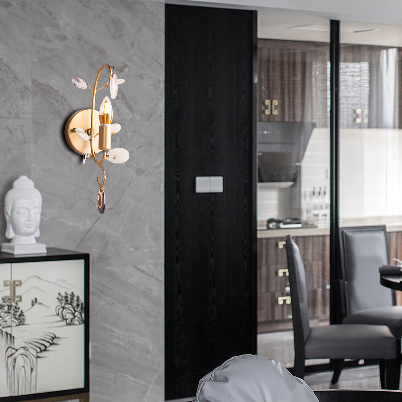 Vivolux | Bare Bulb Wandlamp Met Gebogen Arm Moderne Metaal 1 Lichtwandlamp Armatuur In Messing