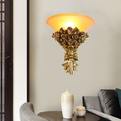 Vivolux | Einzelne Lichtharz Flush Wandleuchte Retro Goldfinish Rosenbouquet Wandlampe Kit