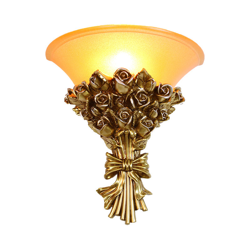 Vivolux | Einzelne Lichtharz Flush Wandleuchte Retro Goldfinish Rosenbouquet Wandlampe Kit