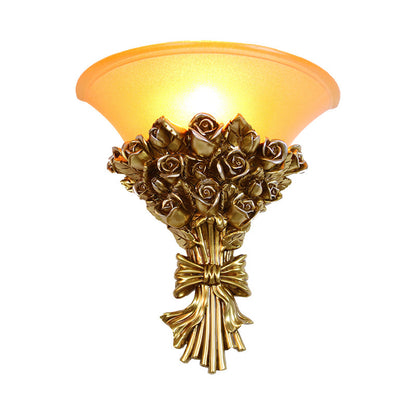 Vivolux | Einzelne Lichtharz Flush Wandleuchte Retro Goldfinish Rosenbouquet Wandlampe Kit