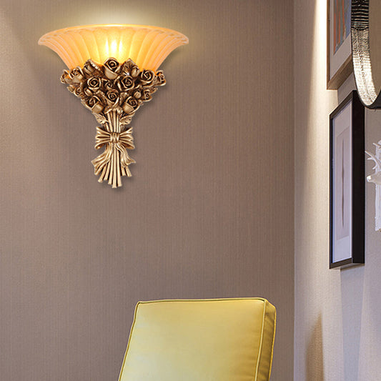 Vivolux | Goldene Finish Bouquet Wandleuchte Kolońska Harz Einzelt Licht Wandmontierte Lampe