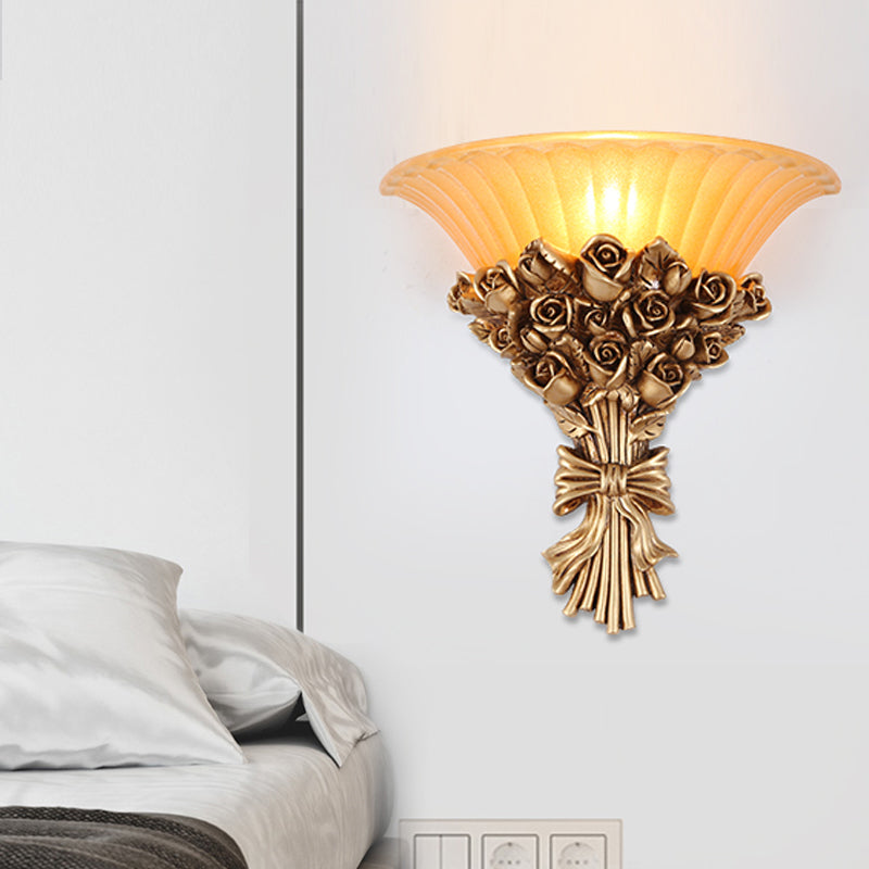 Vivolux | Goldene Finish Bouquet Wandleuchte Kolońska Harz Einzelt Licht Wandmontierte Lampe