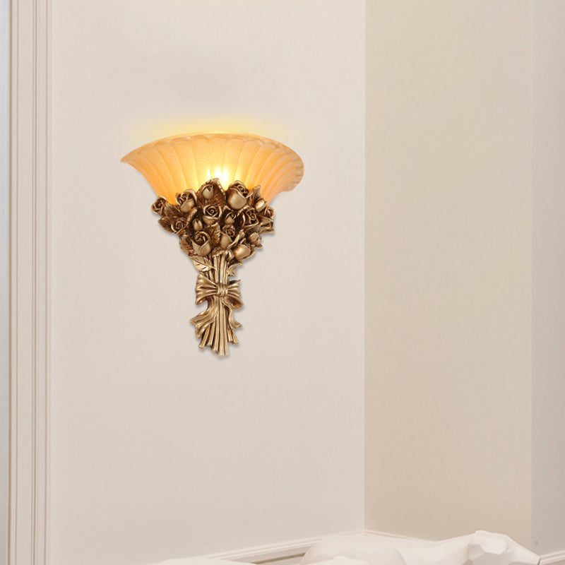 Vivolux | Goldene Finish Bouquet Wandleuchte Kolońska Harz Einzelt Licht Wandmontierte Lampe