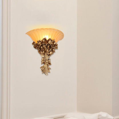 Vivolux | Goldene Finish Bouquet Wandleuchte Kolońska Harz Einzelt Licht Wandmontierte Lampe