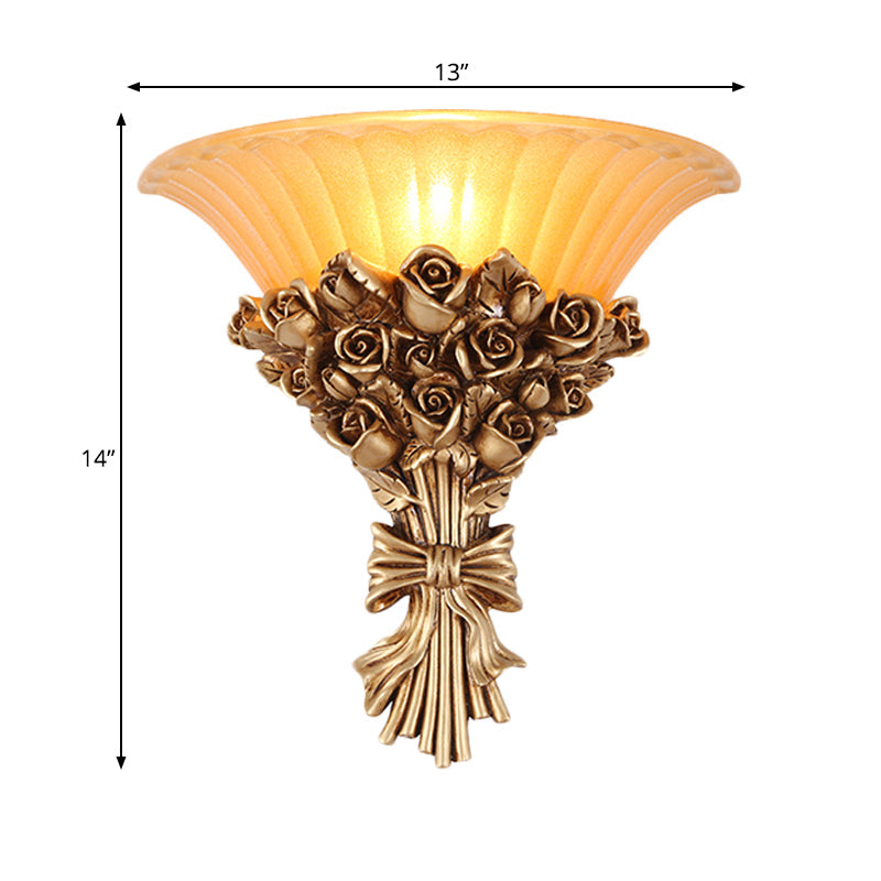 Vivolux | Goldene Finish Bouquet Wandleuchte Kolońska Harz Einzelt Licht Wandmontierte Lampe