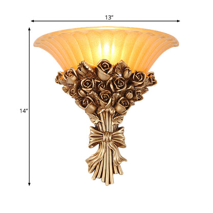 Vivolux | Goldene Finish Bouquet Wandleuchte Kolońska Harz Einzelt Licht Wandmontierte Lampe