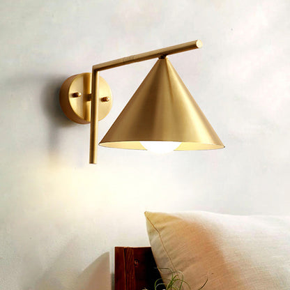 Vivolux | Kegelvormige Sconces Licht Modernistische IJzer 1 Gloeilamp Gouden Wandlamp met Rechte Hoek Arm