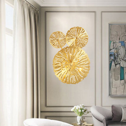 Vivolux | 3/6/7 Köpfe Messing Wandmontage Lampe Asiatischer Stil Gold-Finish Geätztes Lotusblatt Wandlicht Wandleuchte
