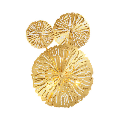 Vivolux | 3/6/7 Köpfe Messing Wandmontage Lampe Asiatischer Stil Gold-Finish Geätztes Lotusblatt Wandlicht Wandleuchte