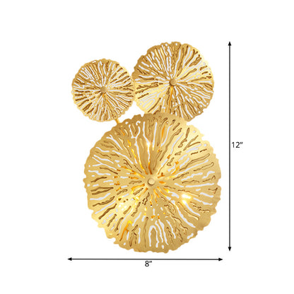 Vivolux | 3/6/7 Köpfe Messing Wandmontage Lampe Asiatischer Stil Gold-Finish Geätztes Lotusblatt Wandlicht Wandleuchte