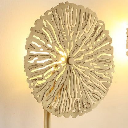 Vivolux | 3/6/7 Köpfe Messing Wandmontage Lampe Asiatischer Stil Gold-Finish Geätztes Lotusblatt Wandlicht Wandleuchte