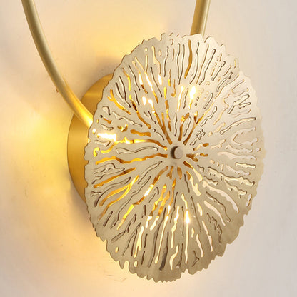 Vivolux | 3/6/7 Köpfe Messing Wandmontage Lampe Asiatischer Stil Gold-Finish Geätztes Lotusblatt Wandlicht Wandleuchte