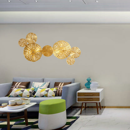 Vivolux | 3/6/7 Köpfe Messing Wandmontage Lampe Asiatischer Stil Gold-Finish Geätztes Lotusblatt Wandlicht Wandleuchte