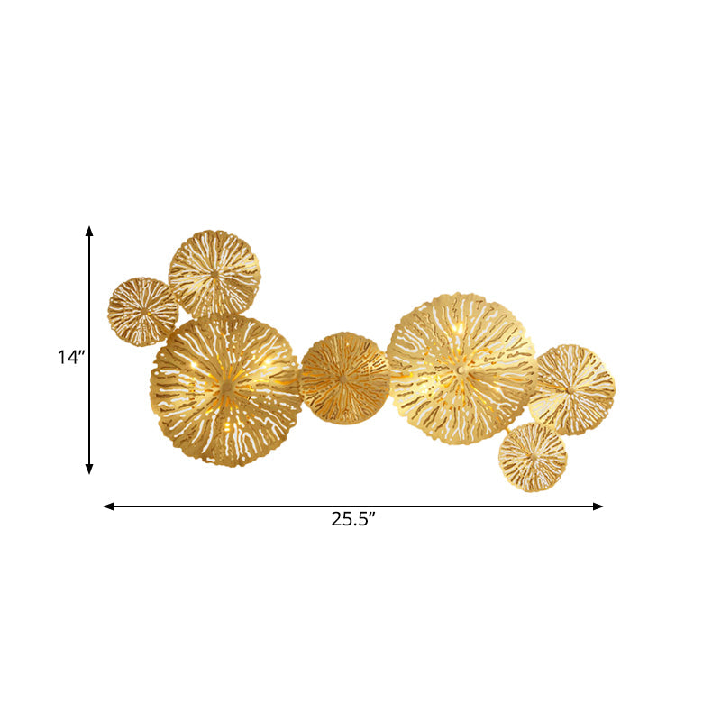 Vivolux | 3/6/7 Köpfe Messing Wandmontage Lampe Asiatischer Stil Gold-Finish Geätztes Lotusblatt Wandlicht Wandleuchte