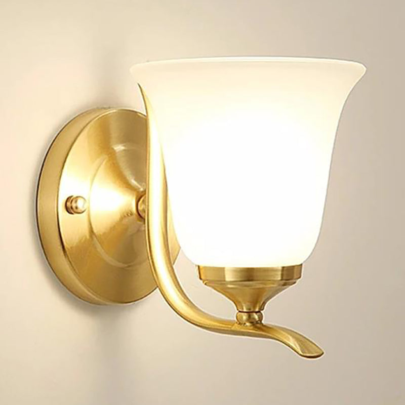 Vivolux | Frosted Glass Bell Wandmontage Verlichting Vintage Stijl 1 Licht Woonkamer Wandlamp in Goud