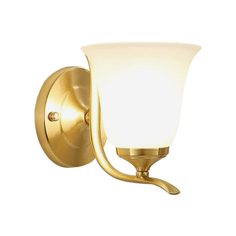 Vivolux | Frosted Glass Bell Wandmontage Verlichting Vintage Stijl 1 Licht Woonkamer Wandlamp in Goud