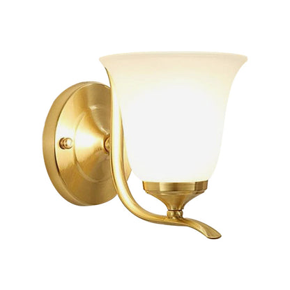 Vivolux | Frosted Glass Bell Wandmontage Verlichting Vintage Stijl 1 Licht Woonkamer Wandlamp in Goud