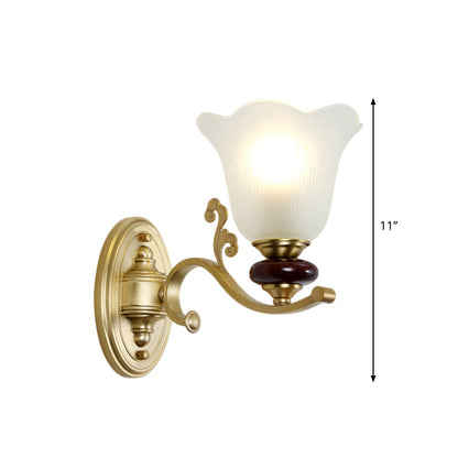 Vivolux | 1/2-Bulb Sconces Licht Fixture mit Petal Shade Frosted Glass Traditionell Stilvoll Schlafzimmer Wandmontierte Licht in Gold