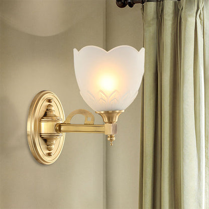 Vivolux | Bell Shade Corridor Wandmontage Licht Traditionele Stijl Frosted Glas 1/2-Licht Gouden Afwerking Wandlamp