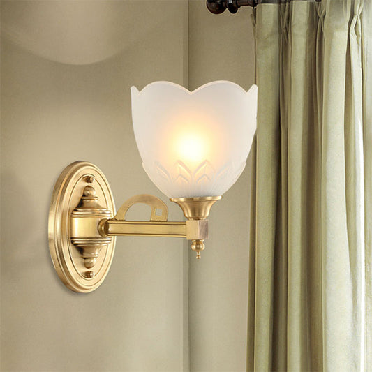 Vivolux | Bell Shade Corridor Wandmontage Licht Traditionele Stijl Frosted Glas 1/2-Licht Gouden Afwerking Wandlamp